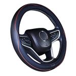 ISTN Microfiber Leather Car Steering Wheel Cover Universal 15 inch/38cm Breathable Anti-slip Protector for Auto/SUV (Wine Red)