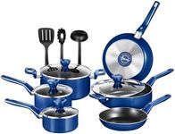 NutriChef Kitchenware Pots & Pans-Stylish Kitchen Cookware, Non-Stick (13-Piece Set), One Size, Blue