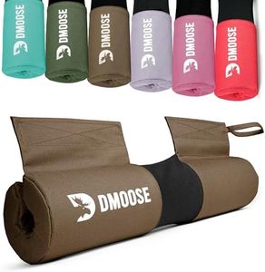 DMoose Fitness Barbell Pad for Hip Thrust, Squat & Lunges - Non-Slip Thick Foam Cushion for Neck and Back Support with Two Straps - Hip Thrust Pad for Leg Day - Fits All Olympic Bars (Cocoa Brown)