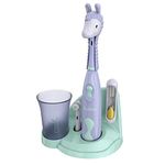 Brusheez® Kids Electric Toothbrush Set - Battery Operated, Soft Bristles, Easy-Press Power Button, 2 Brush Heads, Animal Cover, Sand Timer, Rinse Cup, and Storage Base - Ages 3+ (Luna the Llama)