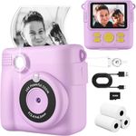 Adofys Instant Print Camera for Kids, Christmas Birthday Gifts for Girls Boys, HD Digital Video Cameras for Toddler, Portable Toy for 4 5 6 7 8 9 10 Year Old with 32GB SD Card-Purple