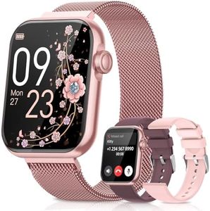 Smart Watches for Women,Fitness Tracker Smartwatch for Android Phones/iPhone Compatible,1.85" Womens Watch with Blood Pressure Monitor,Calls and Messages/Heart Rate/Sleep/Female Cycle(3 Watch Bands)