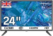 VELTECH 24 Inch HD Ready LED Standard TV with Freeview HD, HDMI, USB Record and Media Player HD Dolby Digital Audio Television for Kitchen