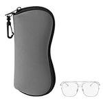 kwmobile Neoprene Glasses Case - Soft Pouch Bag for Eyeglasses or Sunglasses - with Zipper and Carabiner for Hanging