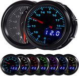 LEVANLIGHT Black 7 Color LED Display Volt Voltmeter Gauge 8~18V for Car Truck | 7 Adjustable Color LED | Dual Digital Analog Output Display | 2-1/16"" 52mm