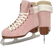 Riedell Ember Recreational Ice Skates for Women and Men - Comfortable Suede Leather Figure Skates with Lightweight PVC Outsoles and Fold-Over Collars - Blush - 5