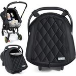Orzbow Winter Baby Car Seat Cover with Front Zipper Door, Cold Weather Carseat Cover Canopy, Side Breathable, Rain, Snow and Wind Proof Car Seat Carrier Canopy Cover, Machine Washable, Black