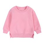 Unisex Kids Sweatshirt Toddler Pullover with Slit Hemline Boys Sweatshirt Girls Sweatshirt Baby Clothes Fall Solid Casual Long Sleeve Tops for Kid (Hot Pink-a, 2-3 Years)