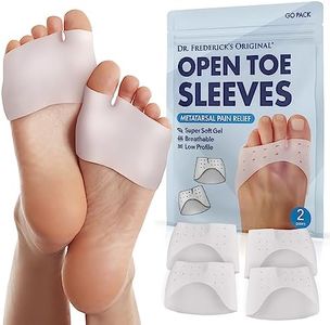 Dr. Frederick's Original Open Toe Sleeves | Half Toe Sleeve Metatarsal Pads | 4 Pieces | Ball of Foot Cushions | Great for Calluses and Blisters | for Men and Women | Perfect for High Heel Shoes