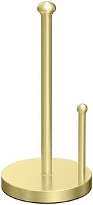 Gatco 1447B Kitchen Paper Towel Stand, Brushed Brass | Countertop Solid Brass Weighted Base Paper Towel Holder Stand