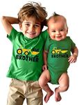 Tstars Big Brother Little Brother Matching Outfits Tractor Shirt Baby Boy Outfit Set Baby Green/Kids Green Baby 6M / Kids 4T