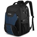 Extra Large Backpack for Men 55L,18.4 Inch Travel Laptop Rucksack with USB Charging Port Business Flight Approved Carry On Backpack,TSA Big Capacity Heavy Duty Computer Bag College School Bookbag,Blue