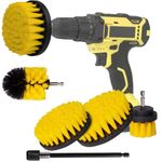 5pcs Drill Brush Attachment Set -Drill Brush Cleaning Brushes Set Power Scrubber Brush for Cleaning with Extend Attachment Drilling Brushes for Grout, Floor, Tub, Tile, Shower,Kitchen (5)