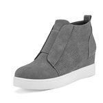 DREAM PAIRS Women’s Platform Wedge Sneakers Ankle Booties Grey Size 10 M US Wedge-SNKR-1