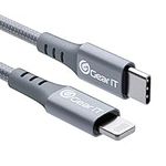 GearIT Lightning to USB-C Cable, 10ft [Mfi Certified] Nylon Braided Fast Charging Cable for iPhone 12/12 Pro/12 Pro Max/11/11 Pro/11 Pro Max/12 Mini/XR/XS Max/XS/X, iPad - Power Delivery, Silver