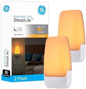 GE LED Night Light, Plug-in, Dusk to Dawn Sensor, Amber, Sleeplite, Sunset, Ambient Lighting, Ideal Nightlight for Kids Adults Bedroom, Bathroom, Nursery, Hallway, Kitchen, 76135, 2 Pack