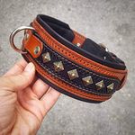 Bestia ''Balteus'' Brown Studded Leather Dog Collar