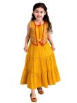 Pspeaches Girls Mustard Yellow Floral Printed Ethnic Maxi Dress (Yellow-10-12Y)