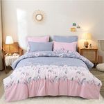 Ab Home Decor Glace Cotton Bedsheets for Double Bed King Size with 2 Pillow Covers (90x100 Inches) - Pink Leaf1