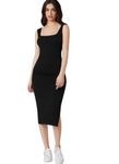 rosery paris Square Neck Sleeveless Black Knee-Length Bodycon Dress For Women And Casual Wear