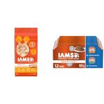 IAMS Proactive Health Healthy Adult Dry Cat Food with Chicken, 3.18kg Bag & Perfect Portions Healthy Wet Cat Food Adult Grain Free Cuts in Gravy - Chicken and Tuna, 12CT Multipack, 75g Tray