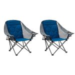 SUNNYFEEL XL Padded Oversized Camping Chair, Heavy Duty Folding Camp Chairs w/Cup Holder and Carry Bag, Portable Lawn Chairs, Foldable Outdoor Sofa for Adults, Sports, Tailgating, Beach,RVing(2 Pack)