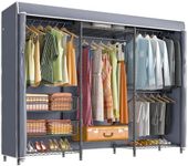 VIPEK V10C Plus Portable Closets Heavy Duty Clothes Rack with Slid Basket, Wardrobe Closet, Black Clothing Rack with Grey Oxford Fabric Cover, Adjustable Closet Storage Rack 86.6" Lx17.3 Wx76.4 H