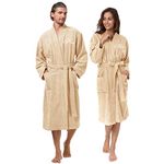 AW BRIDAL Anniversary Engagement Gifts for Him Her Bridal Robe His and Her Robes Terry Cloth Robes for Women Kimono Robe Cotton Robe, Champagne His/Hers