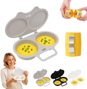 Dual Cavity Microwave Egg Poacher 2 Eggs with Lid Egg Cooker, Gray Set