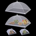 Rivama Food Covers for Outside, 2 Pack (40"X24") + 2 Pack (17"x 17") Mesh Food Tent Extra Large Outdoor Pop-Up Mesh Screen Net Umbrella Food Covers for Outdoors,Picnics,Camping,BBQ,Pool Party, Plant