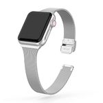 SWEES Compatible with Apple Watch Bands 41mm 38mm 40mm 42mm 44mm 45mm, Stainless Steel Metal Narrow Slim Thin Replacement Compatible for iWatch Series 9 8 7 6 5 4 3 2 1 SE Women, Rose Gold