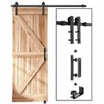 EaseLife 5.5 FT Sliding Barn Door Track and Handle Hardware Kit,Heavy Duty,Straight Pulley,Slide Smoothly Quietly,Easy Install (5.5FT Track Kit for 30"~33" Wide Single Door)