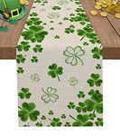 St. Patricks Day Table Runner, Kitchen Decor Clover Burlap Table Runners 36 Inches Long, Shamrocks Table Runner for Party Farmhouse Decor, St Patricks Day Decorations Holiday Table Runners 13x36 Inch