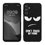 kwmobile TPU Silicone Case Compatible with Samsung Galaxy A14 5G - Case Soft Cover - Don't Touch My Phone White/Black