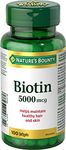 Nature's Bounty Biotin 5000mcg Pills, Helps maintain healthy hair and skin, 100 softgels