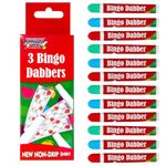 Great British Home Bingo Dabbers 3pk x 4 in Bright Red, Blue, and Green - Total of 12 Non-Drip Bingo Pens for Bingo Nights with Family and Friends bundled