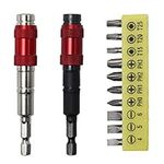 Sixfolo 12pcs Pivoting Bit Holder,Magnetic Drill Bit Holder 1/4" Quick Release Screwdriver Bit Holder with 10 Types Screwdriver Bits Impact Rotary Bit Holder for Tight Spaces or Corners