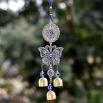 Crystu Fengshui Blue Evil Eye Wind Chimes Hanging for Home Positive Energy Windchimes Hanging, for Window Decor Balcony with Good Sound Garden