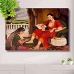 SAF paintings Unframed Rolled Art Print|| Canvas Rajasthani Woman Wall Painting for Home Décor And Office CR-17