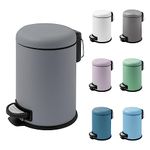 Small Trash Can, 3L | Round Stainless Steel Garbage Bin with Soft Close Lid & Step Foot Pedal | Metal Waste Basket with Removable Inner Bucket,Grey 0.8Gal