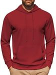 COOFANDY Men's Hoodie Twill Long Sleeve Casual Hipster Gym Hoodie Pullover Plain Classic Sweater with Pocket, darkred, L