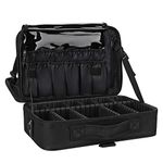 Relavel Makeup Bag Travel Makeup Train Case 13" Large Cosmetic Case Professional Portable Makeup Brush Holder Organizer and Storage with Adjustable Dividers and Shoulder Strap Black Medium