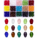 MissAudrey 300Pcs Teardrop Glass Beads for Jewelry Making 8x12mm Faceted Vertical Hole Crystal Spacer Beads Assortments for DIY Bracelet Necklace Earrings Crafts with Container Box