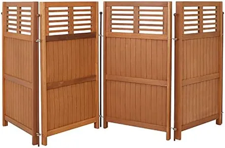 Sunnydaze 44" H Folding Outdoor Wood Privacy Screen - Portable Outdoor Privacy Screen for The Patio or Deck