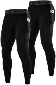 Roadbox Mens Compression Pants with Pockets, 1 or 2 Pack Athletic Running Leggings Baselayer, Lightweight Tights for Gym Basketball Yoga Cycling