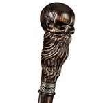 Asterom Bearded Skull Head - Handmade Wooden Carved Walking Cane for Tall Men - Unique Steampunk Walking Stick - 39 Inch