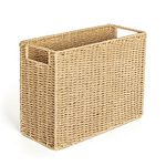 AELS Woven Magazine Holder, Magazine Rack Floor, Hand-woven Magazine Organizer, Natural Paper Rope Magazine Basket with Handles, Boho Modern Farmhouse Book Basket, Newspaper Holer, Office, Beige