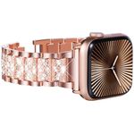 WINGLE Compatible for Apple Watch Straps, Women Bling Diamond Rhinestone Strap for Apple watch se Strap iwatch Strap Series 10 42mm, series 9/8/7 41mm, series 6/5/4 40mm, series 3/2/1 38mm, Rose Gold