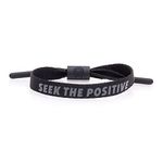 Rastaclat Motivational Bracelet for Men and Women of All Ages - Seek the Positive Black Bracelet | Adjustable Stackable Single Lace Bracelet Made by Hand (Small/Medium)