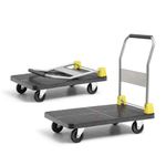 Corvids 400 Kg Portable Plastic Folding Hand Platform Trolley | 2-Year Warranty | Industrial Dolly Cart with 360° Rotating Wheels for Home and Warehouse Use